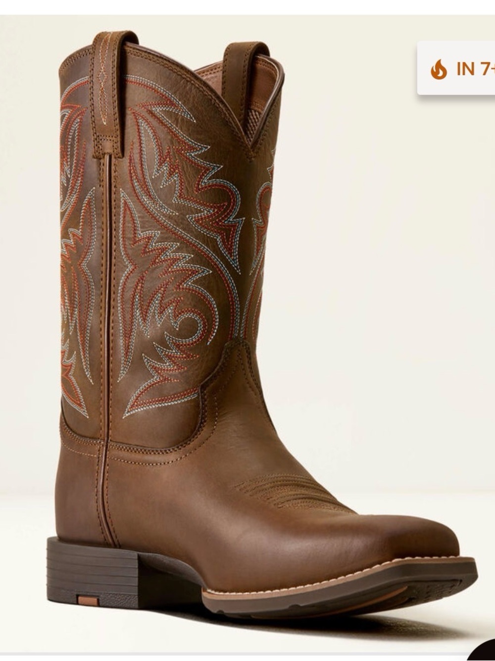 Ariat Sports Herdsman powder brown leather  Western Cowboy Boots stitching 12D